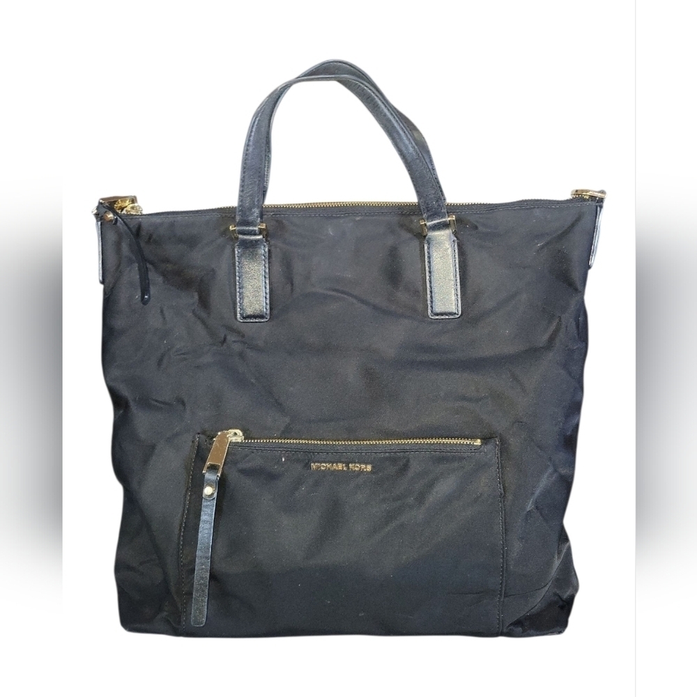 Michael Micheal Kors Black Nylon Goldtone Hardware Jet Set Travel Tote Bag
